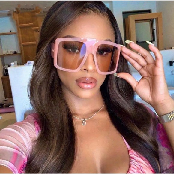 Fashion Pink Square Sunglasses Women Oversized Big Frame Sun Glasses Female Lux - Picture 3 of 6